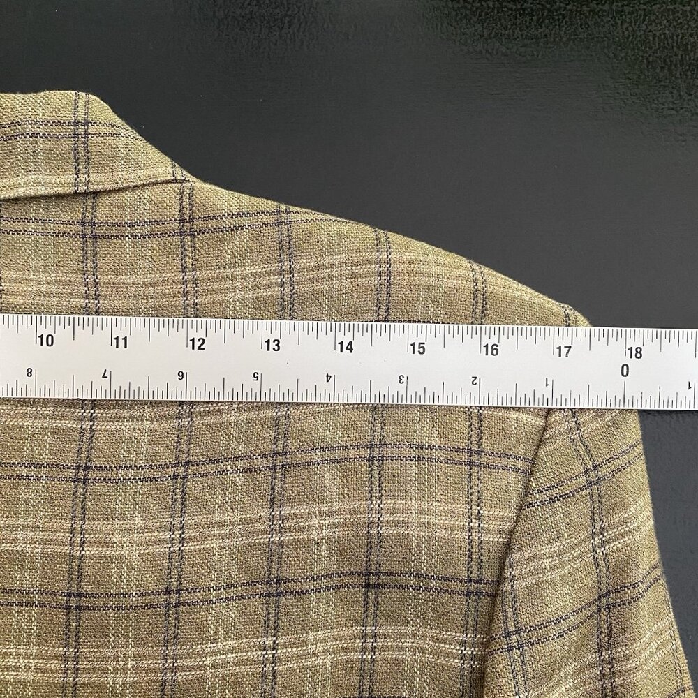 Vintage Liz Claiborne Blazer Women 12 Petite Linen Blend Plaid Academia Heritage - Picture 14 of 15